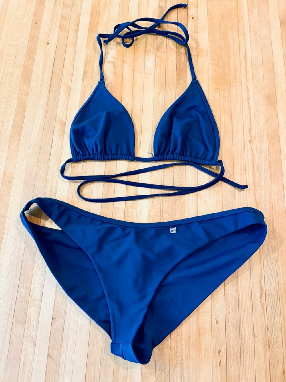 Wicked Weasel Blue Triangle Bikini Set Classic Adjustable Ties Two-Piece